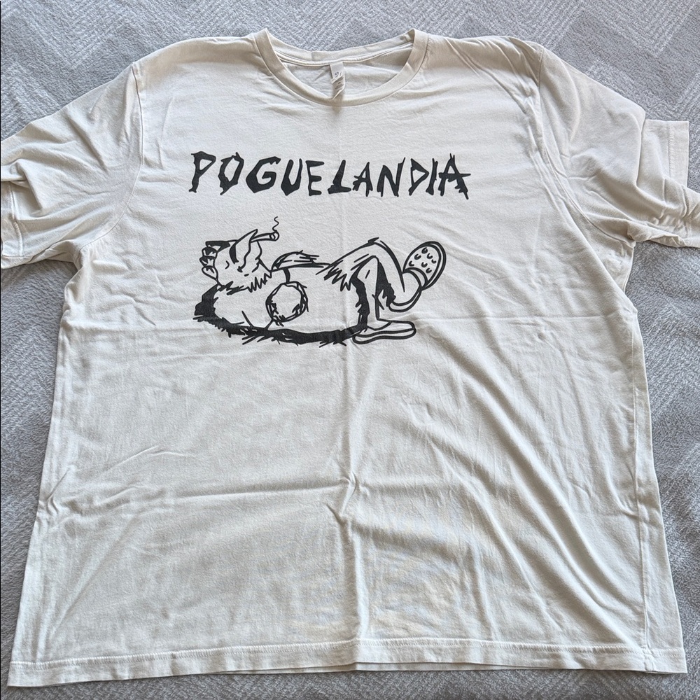 Cream Graphic Tee with POGUELANDIA Print as featured in Netflix’s Outer Banks